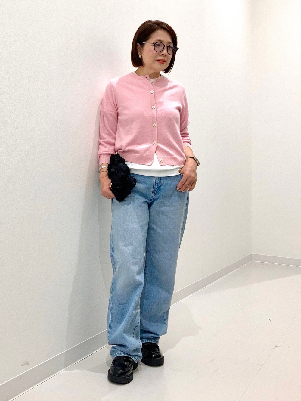 ユニクロC 【新品タグ付き】カシミヤ　クルーネック　ショートカーディガン　黒 ユニクロ 読む試着室】ユニクロ：シーで話題の「カシミヤクルー
