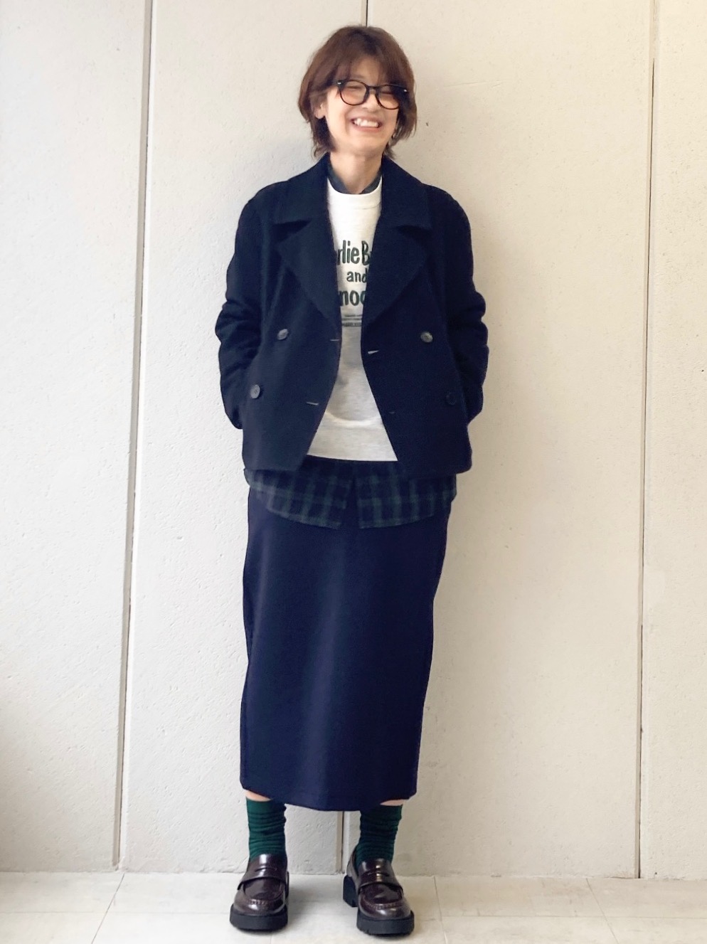 ダブルフェイスショートコートリラックスフィット、ピーナッツ