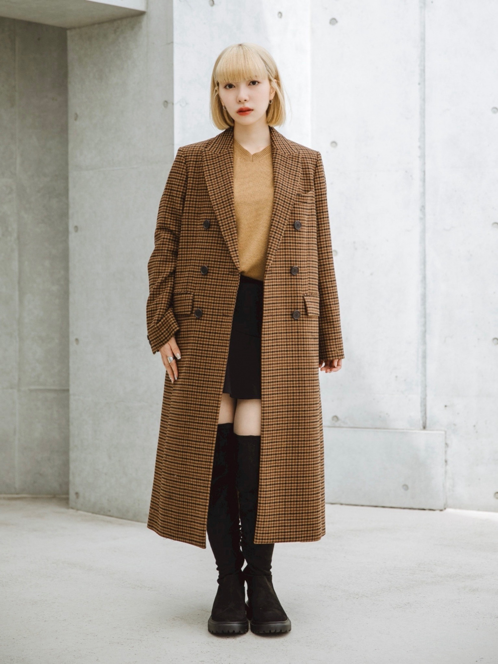 ツイードテーラードジャケット、フレアスコート」の着用コーディネート