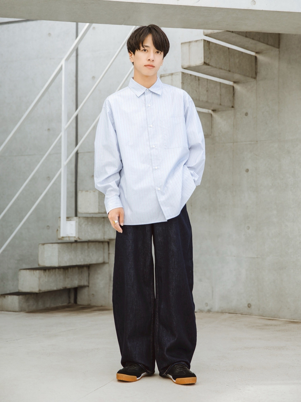 【美品:M】STONE 「ブラッシュド コットンオーバーシャツ」 ユニクロ公式 | ブラッシュドコットンオーバーサイズシャツ