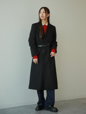 入手困難✨ プラダ ロングコート ダブルブレスト コットン ブラックXL相当 入手困難✨ プラダ ロングコート ダブルブレスト コットン