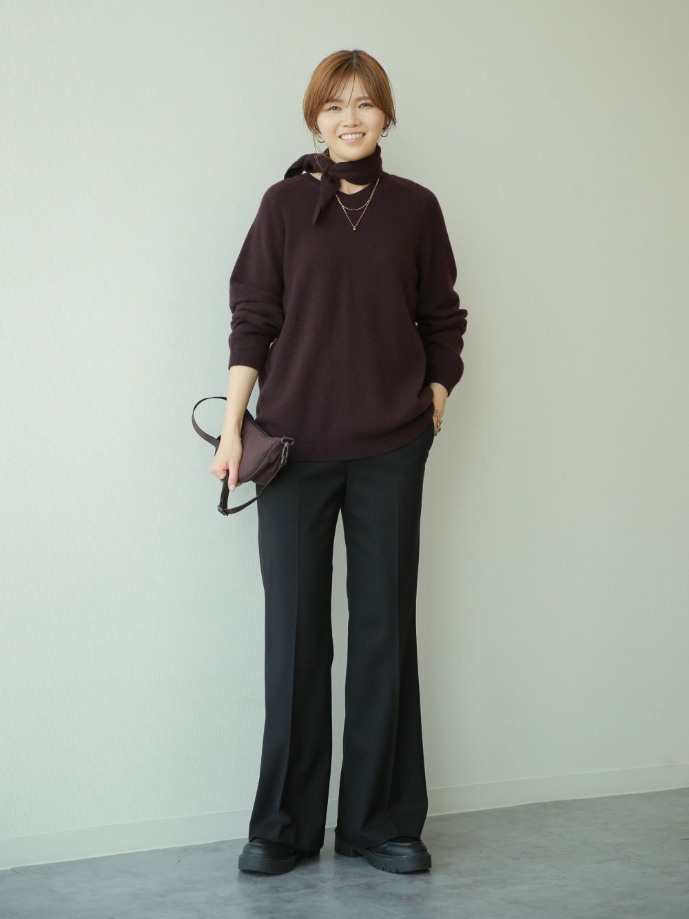 ユニクロc カシミヤリラックスvネックセーター スカーフつき グレー l ユニクロ公式 | カシミヤリラックスVネックセータースカーフつき