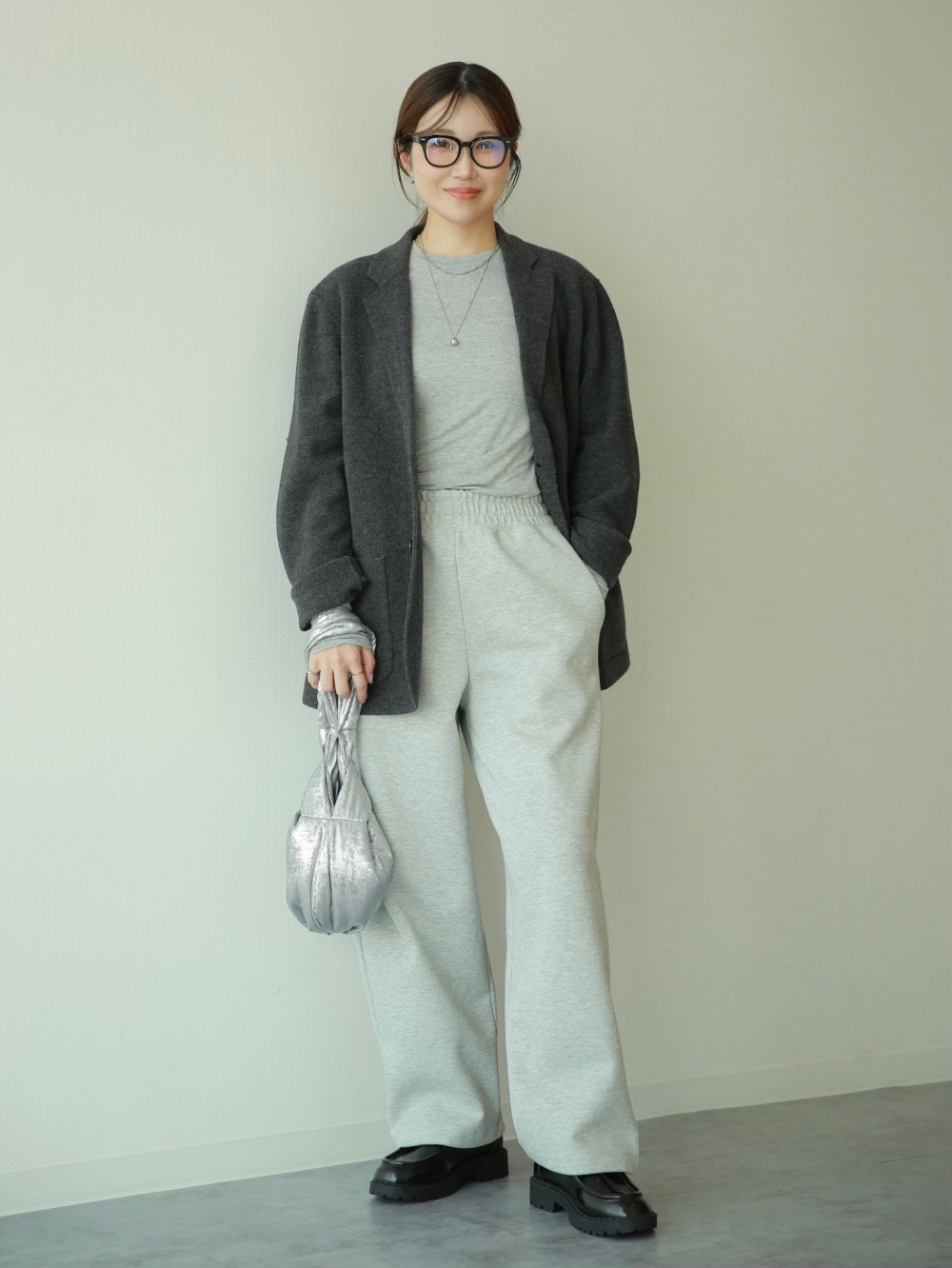 パフテックオーバーサイズコート、カシミヤクルーネックショート