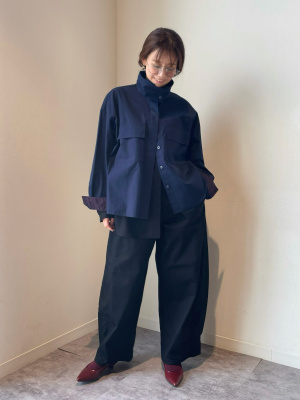 ✳︎45R 3wayコットンシャツジャケット　カシュクール　スタンドカラー ✳︎45R 3wayコットンシャツジャケット カシュクール スタンドカラー