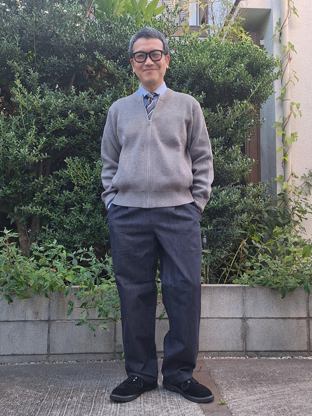 クルーネックフルジップカーディガン、ドライノンアイロンジャージー