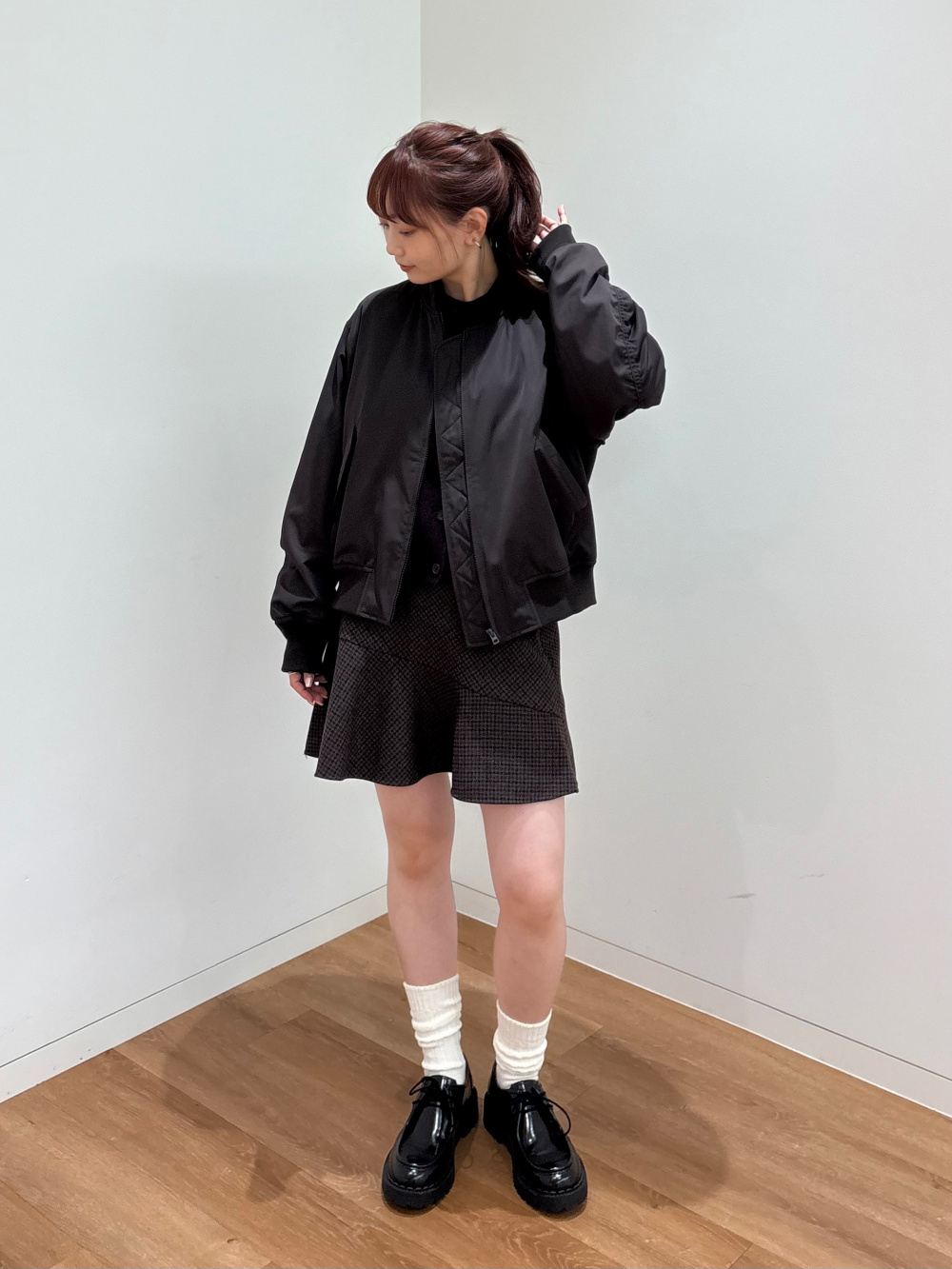 ツイードテーラードジャケット、フレアスコート」の着用コーディネート