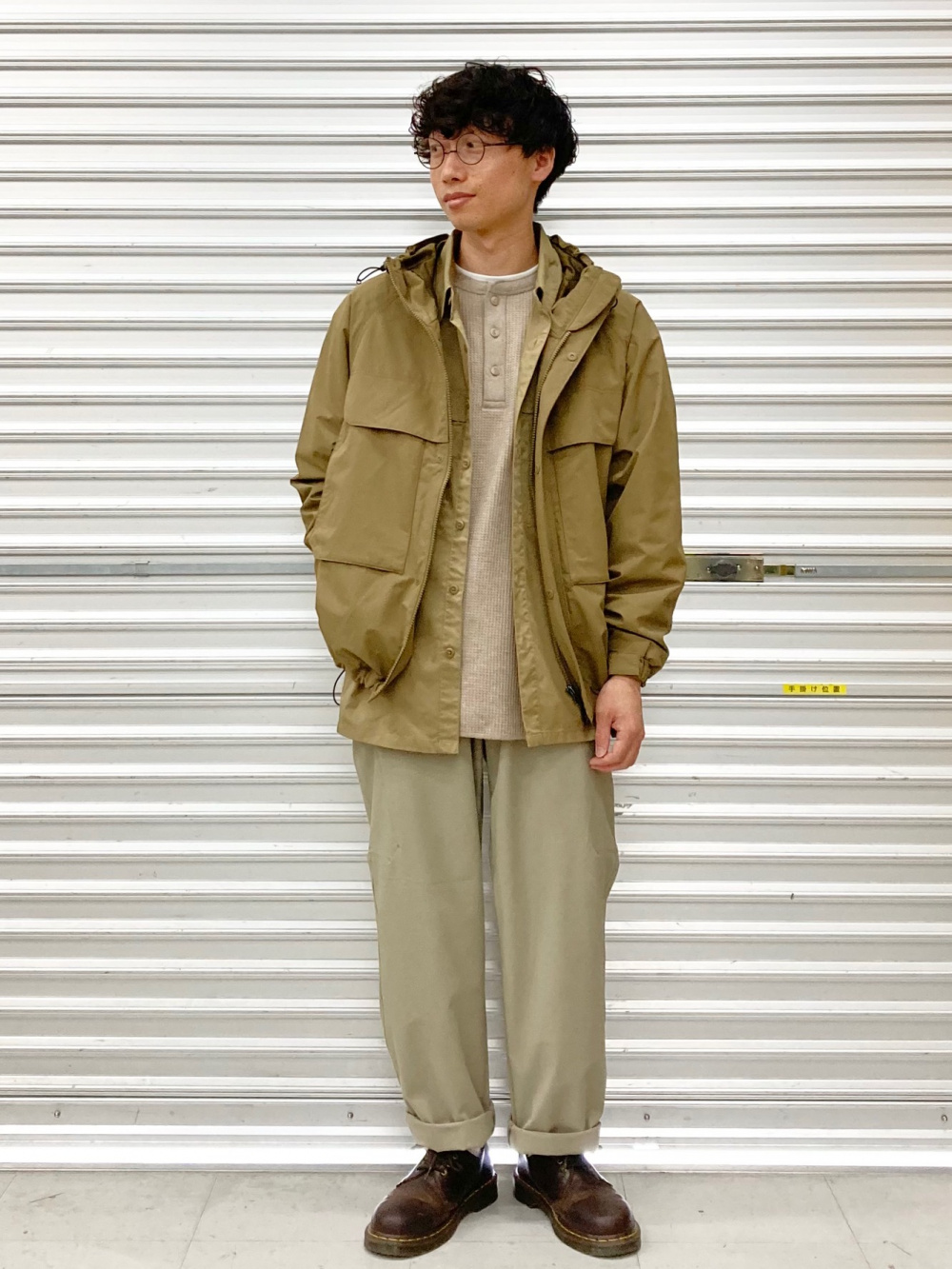 ワッフルヘンリーネックTシャツ、ヒートテックボアスウェットパンツ