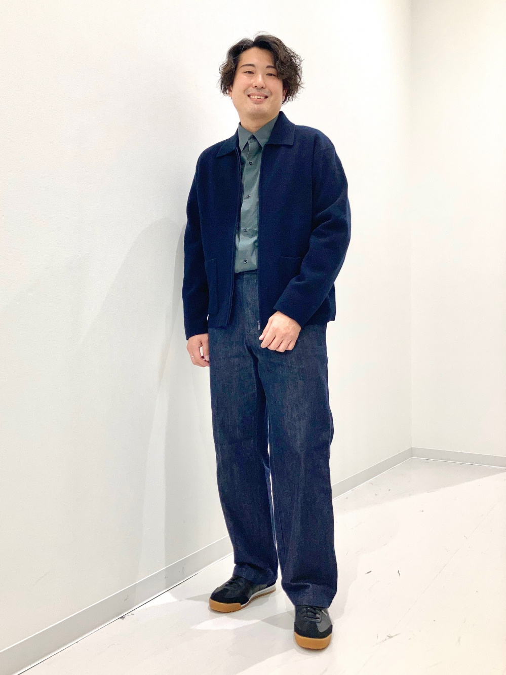 み*マ様 ユニクロC ニットフルジップジャケット ニットフルジップジャケット、ブロードシャツ/ストライプ/レギュラー