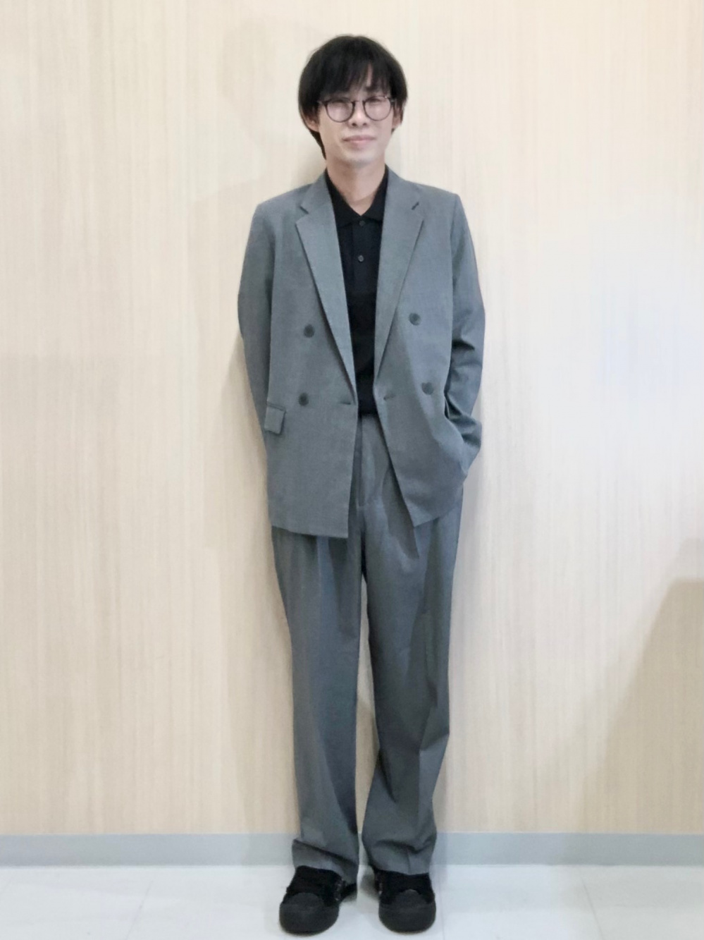 ダブルジャケット、タックワイドパンツ」の着用コーディネート