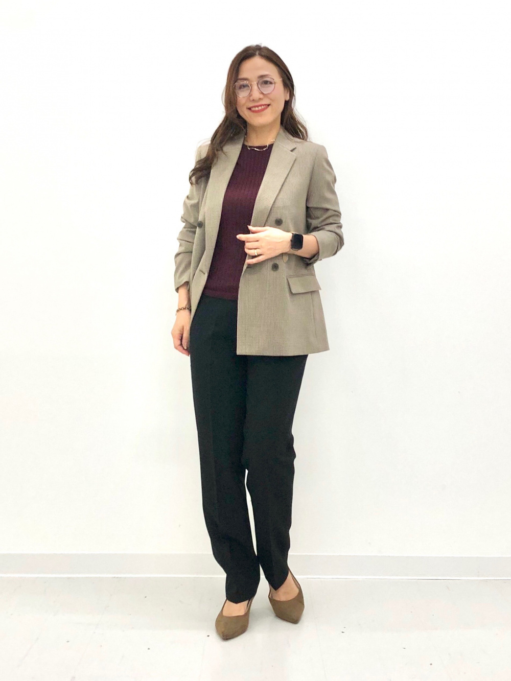 感動ジャケット、レーヨンブラウス/プリント/半袖」の着用