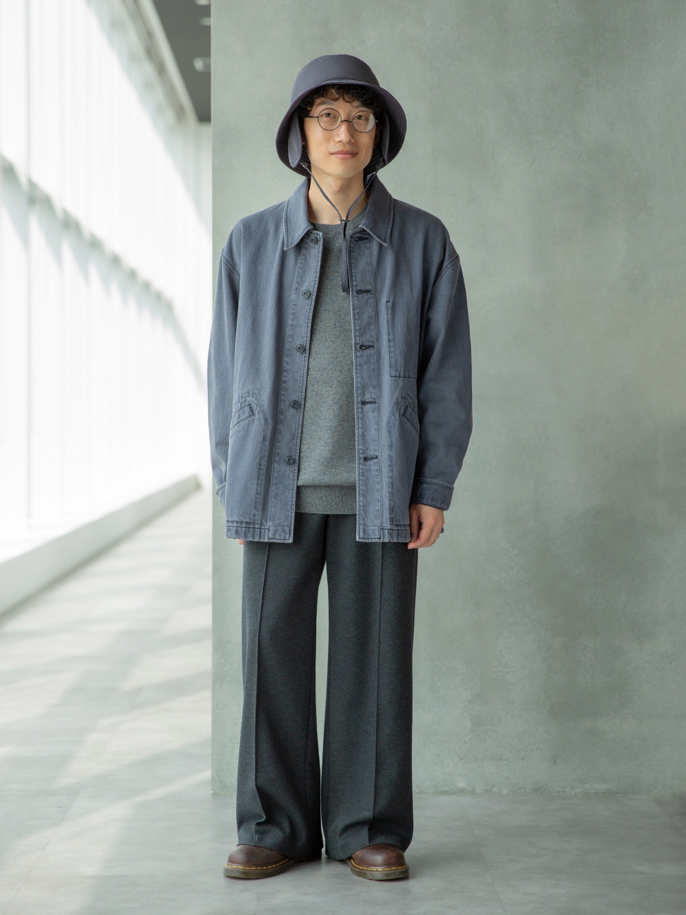 オーバーサイズカラーデニムジャケット、ブラッシュドモック
