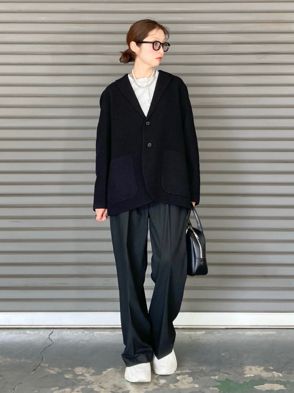 ダブルジャケット、タックワイドパンツ」の着用コーディネート