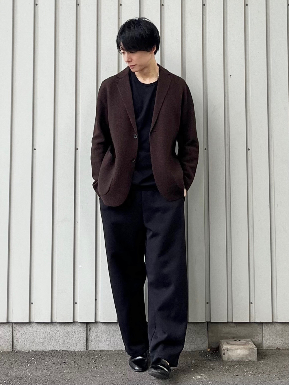 ブラッシュドジャージージャケット ダークブラウン 、ヘリンボーン２着 ユニクロ スウェットワイドパンツ、ブラッシュドジャージージャケット