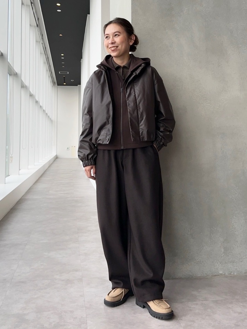 ブラッシュドスウェットワイドパンツ、ダブルフェイスフルジップ