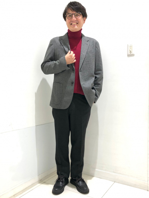 ブラッシュドジャージージャケット ダークブラウン 、ヘリンボーン2着