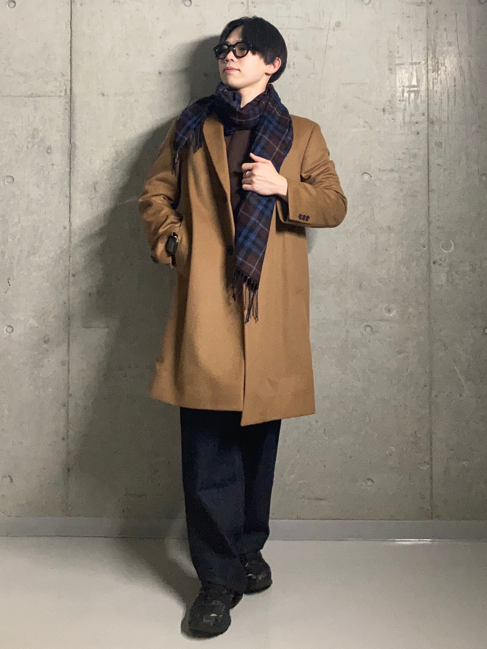 ウールカシミヤチェスターコート、ウォッシャブルミラノリブクルー