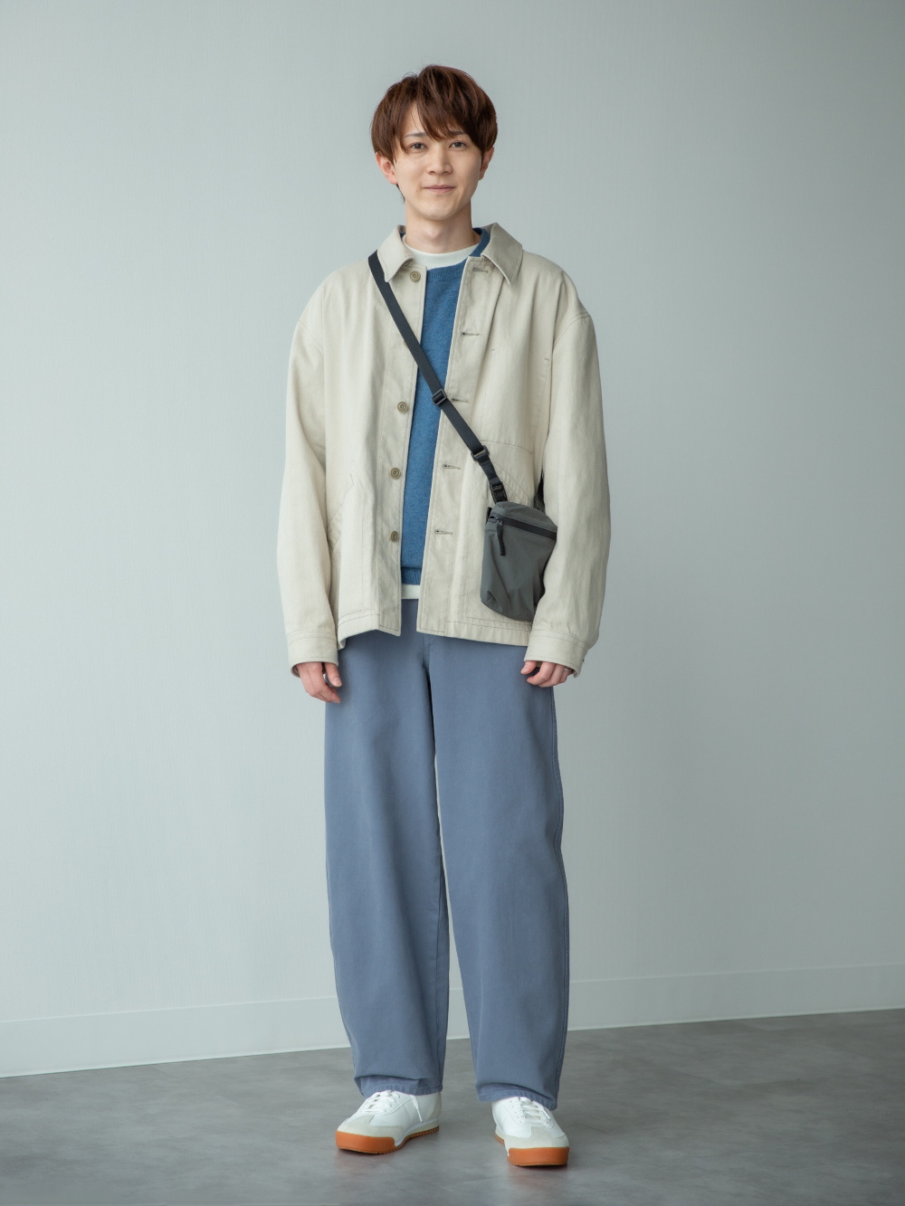 オーバーサイズカラーデニムジャケット、ワイドフィットカラー