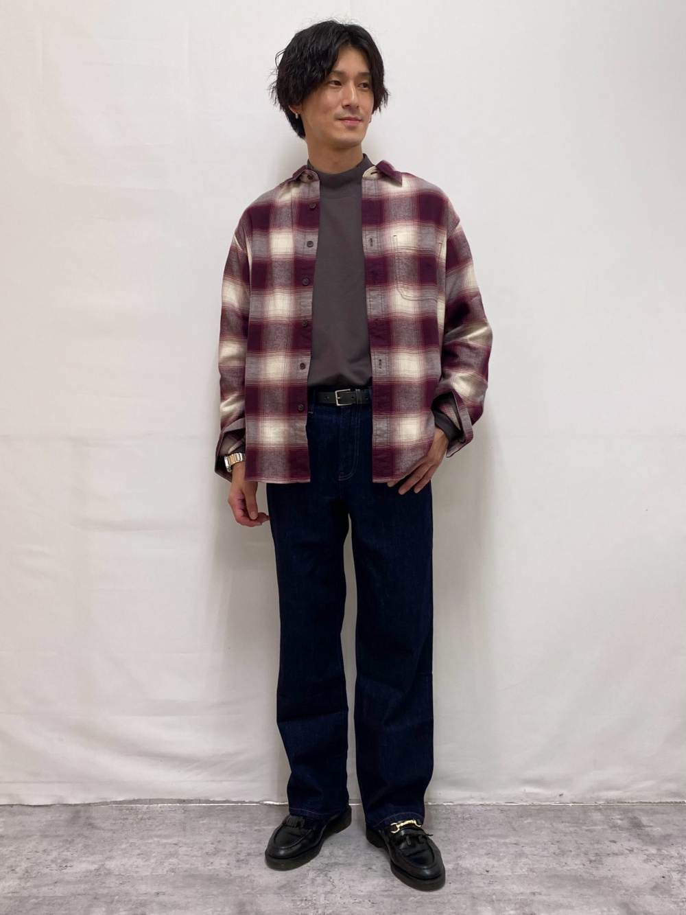 オーバーサイズカラーデニムジャケット、ブラッシュドモック