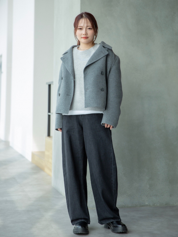 スーピマコットンT、コットンブレンドジャケット」の着用