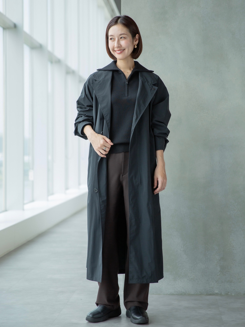 ステンカラーロングコート ユニクロU ブラック 黒 XXL 2XL 25FW