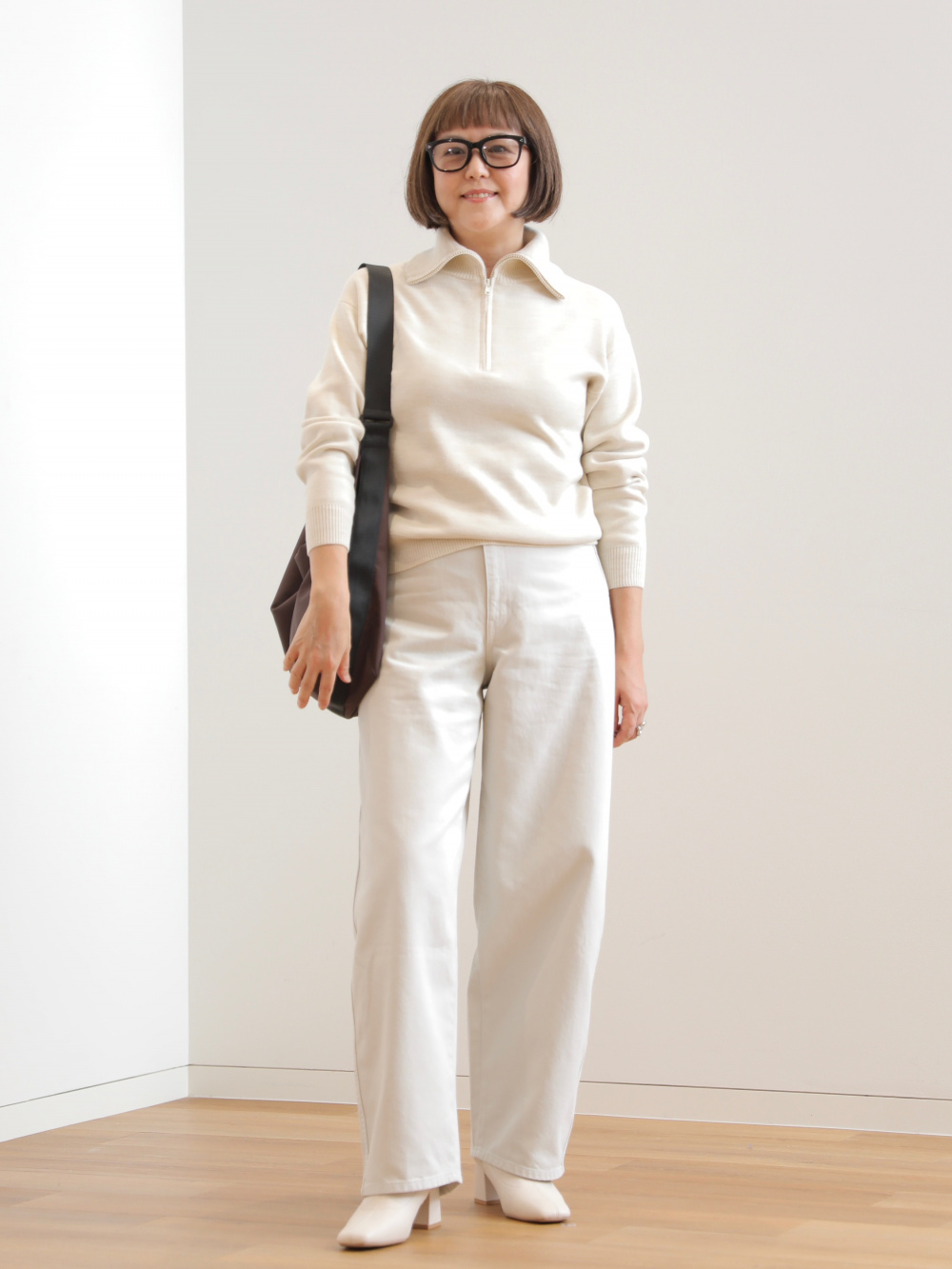 ダブルフェイスハーフジップセーター」の着用コーディネート| ユニクロ公式