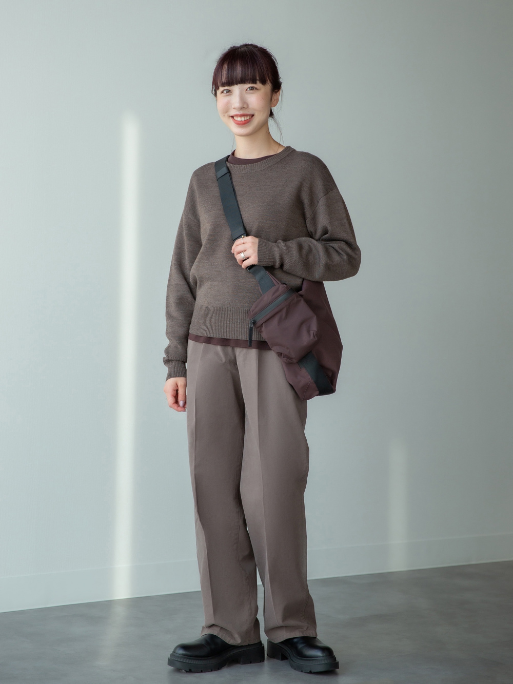 ダブルフェイスクルーネックセーター」の着用コーディネート| ユニクロ公式