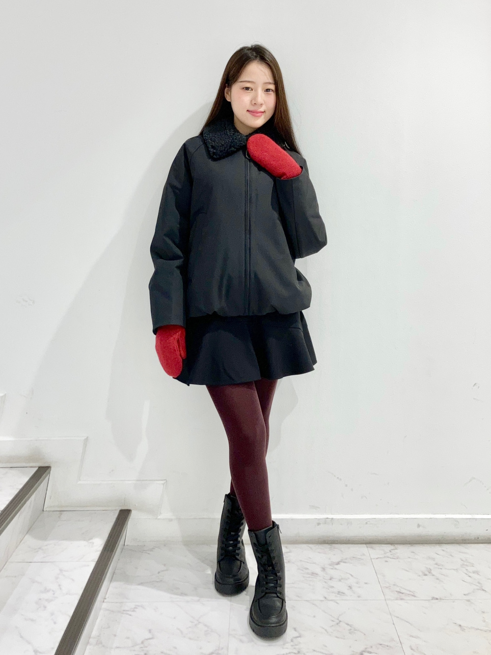 ツイードテーラードジャケット、フレアスコート」の着用コーディネート