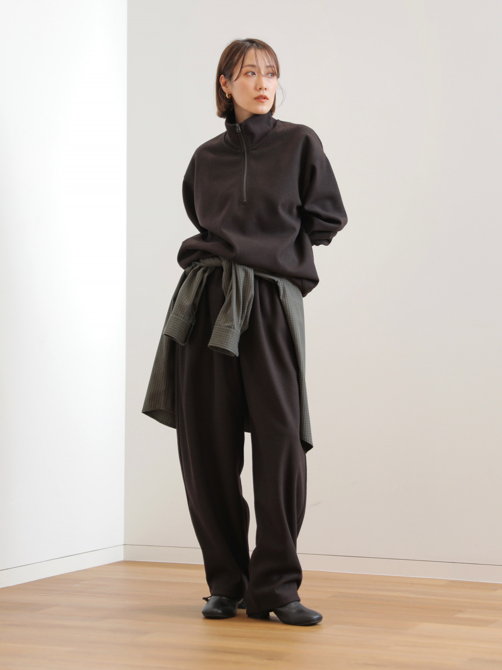 ダブルフェイスフルジップジャケット　BLACK UNIQLOU ユニクロ公式 | ダブルフェイスフルジップジャケット