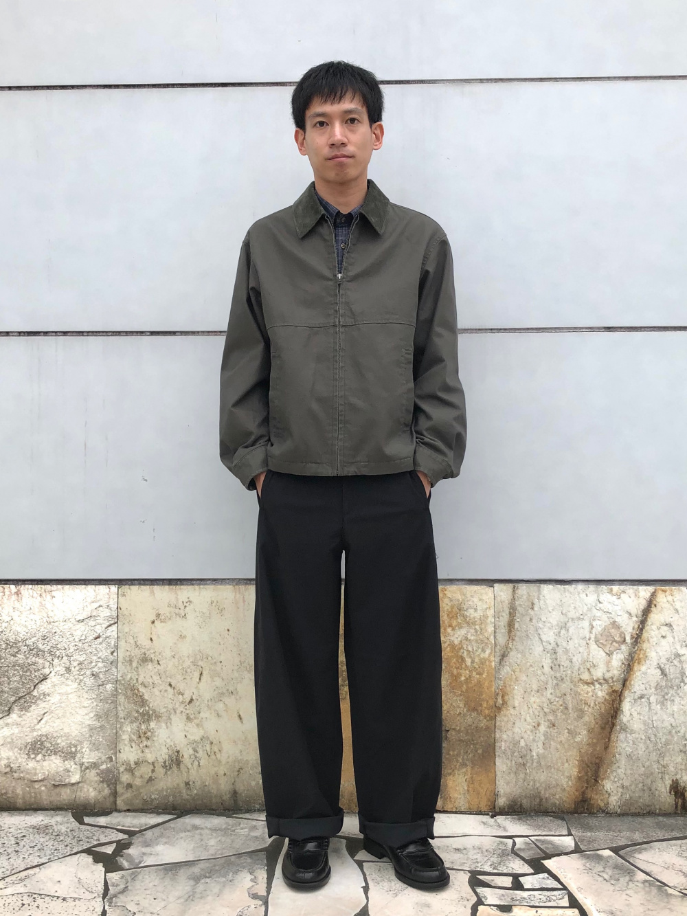 ジップアップショートブルゾン、ブロードシャツ/チェック/ボタンダウン