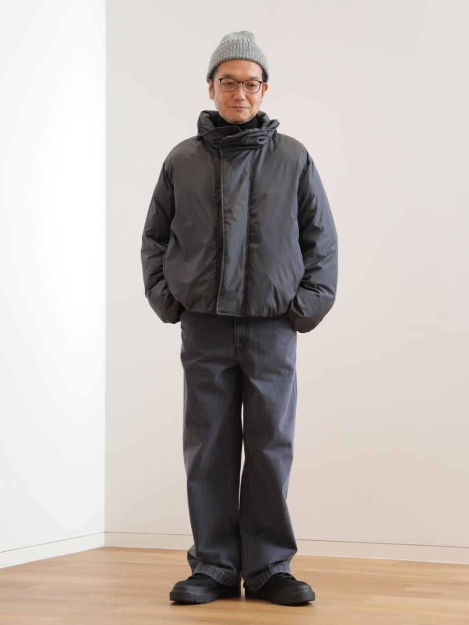 オーバーサイズカラーデニムジャケット、ブラッシュドモックネックT