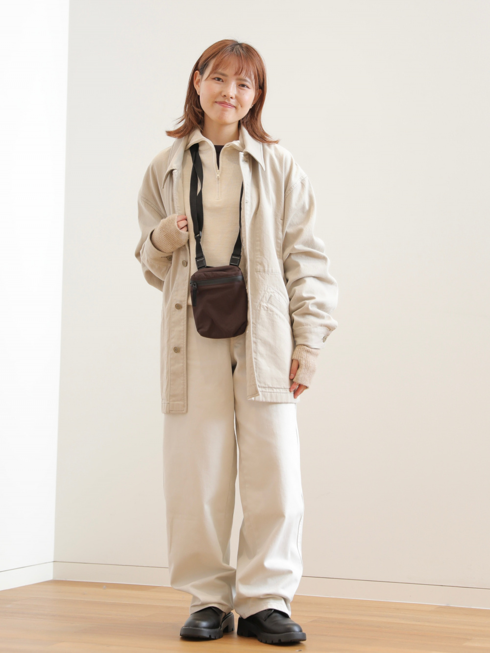 オーバーサイズカラーデニムジャケット、ダブルフェイスハーフジップ