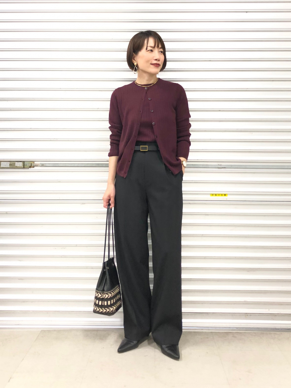 ダブルジャケット、タックワイドパンツ」の着用コーディネート