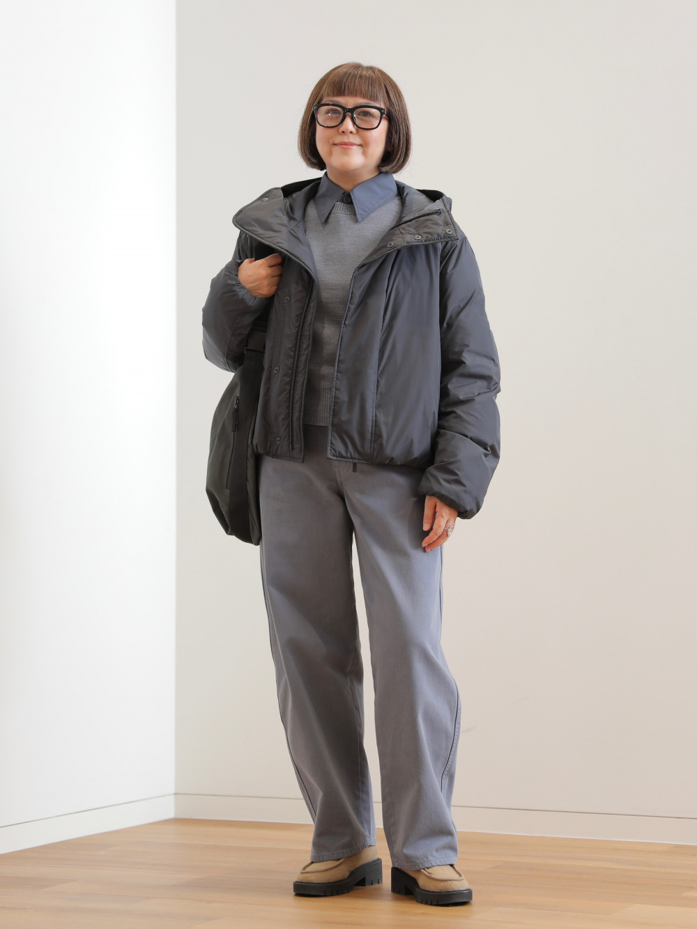 ダブルフェイスクルーネックセーター」の着用コーディネート| ユニクロ公式