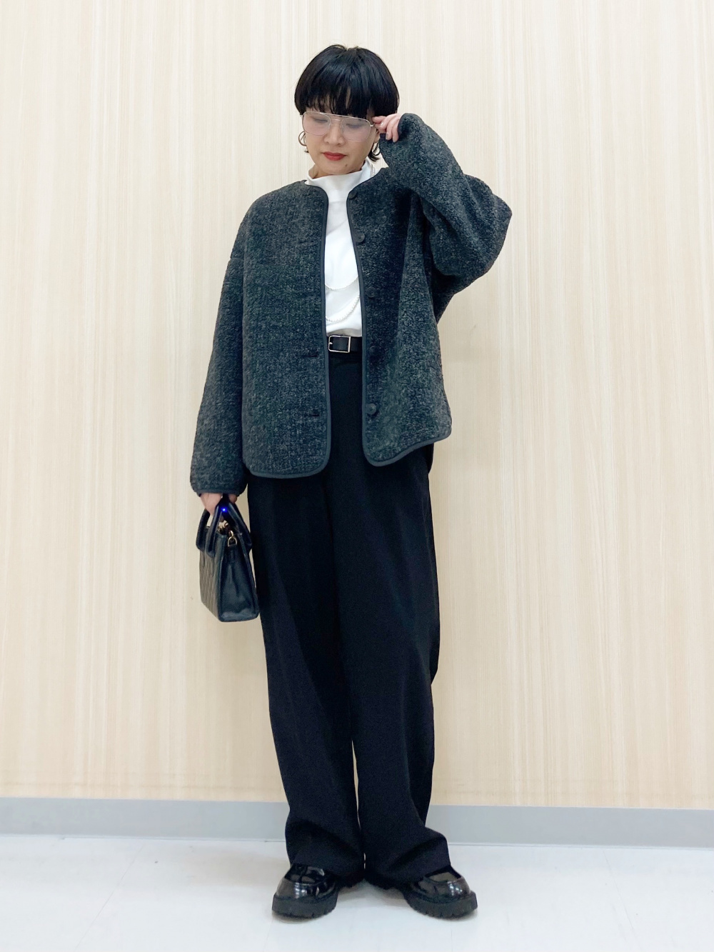 ダブルジャケット、タックワイドパンツ」の着用コーディネート