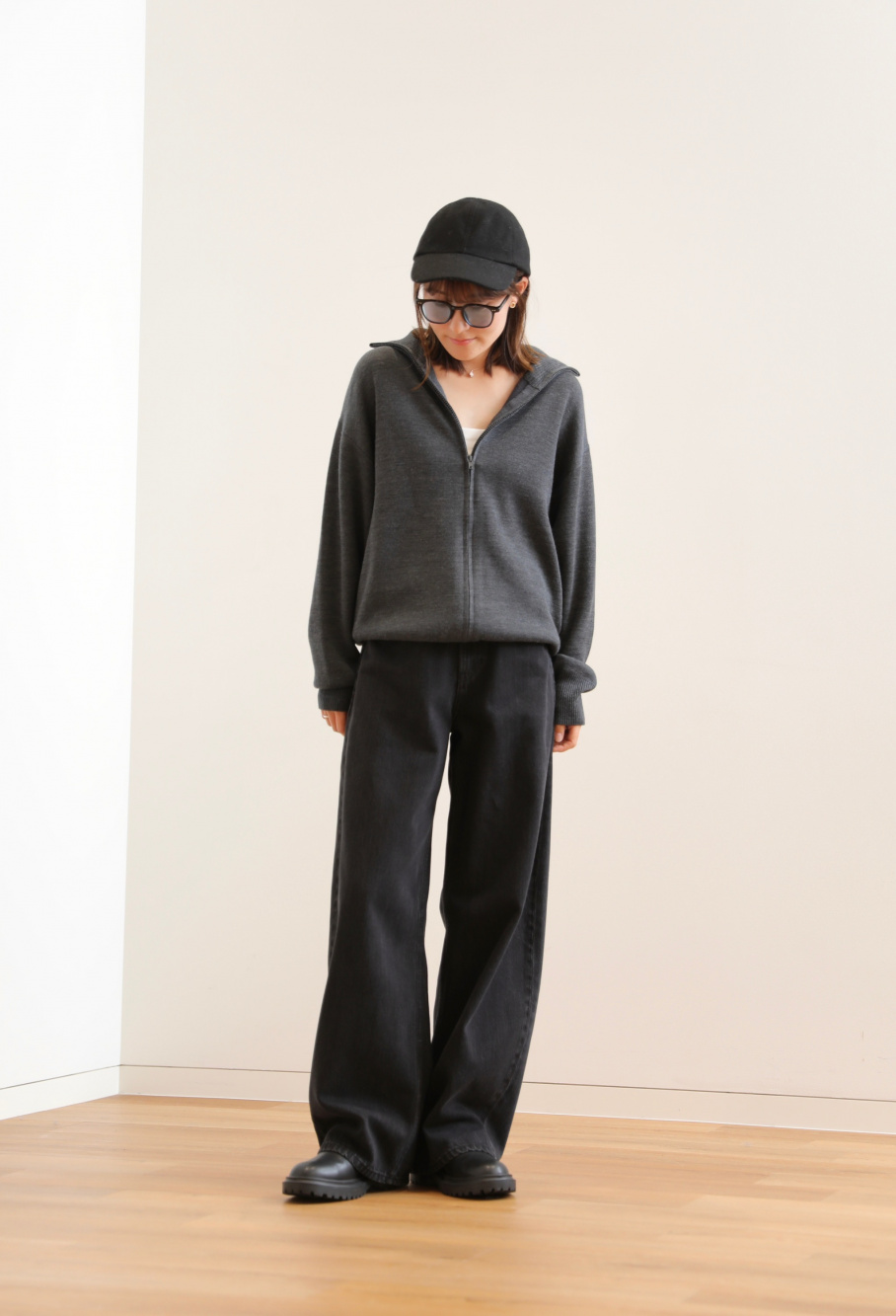 ダブルフェイスフルジップジャケット　BLACK UNIQLOU 新品未使用 ユニクロU 25AW ダブルフェイスフルジップジャケット