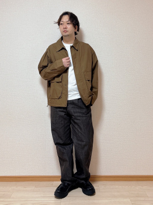 美品★ユニクロC コットンショートブルゾン　DarkBrown M ユニクロ公式 | コットンショートブルゾン