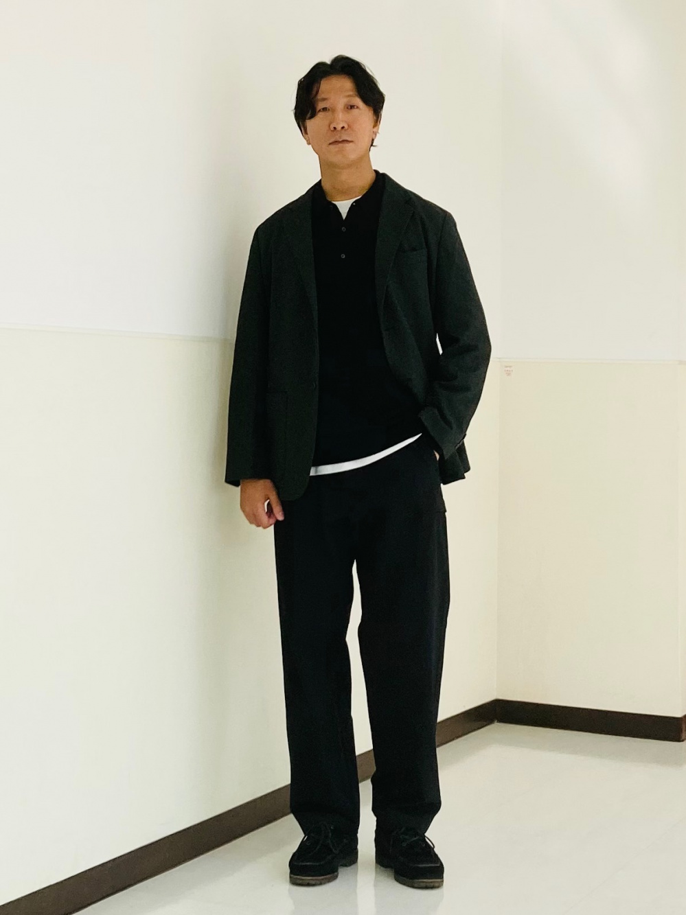ブラッシュドジャージージャケット、フリースジャケット」の着用