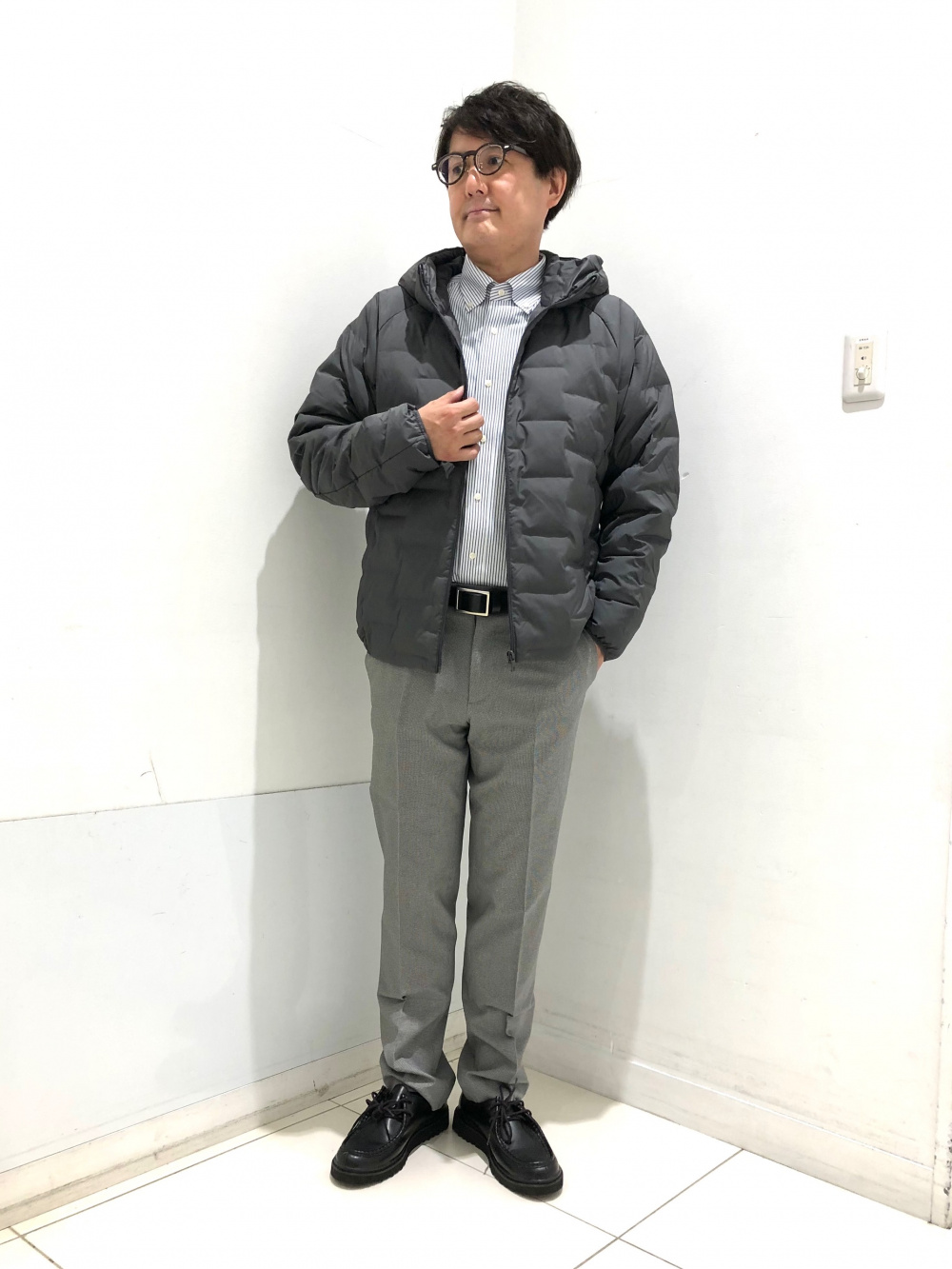 テーラードジャケット セットアップ可能、感動パンツ/チドリ」の着用