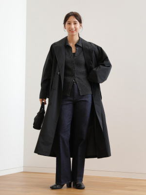 ＋J UNIQLO ブラック ステンカラーロングコート Mサイズ UNIQLO - 新品オマケ付 黒 ＋J オーバーサイズ ステンカラー