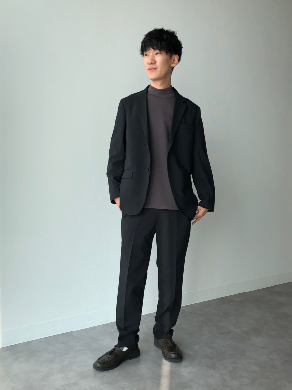 感動ジャケット、ブラッシュドモックネックTシャツ/長袖の