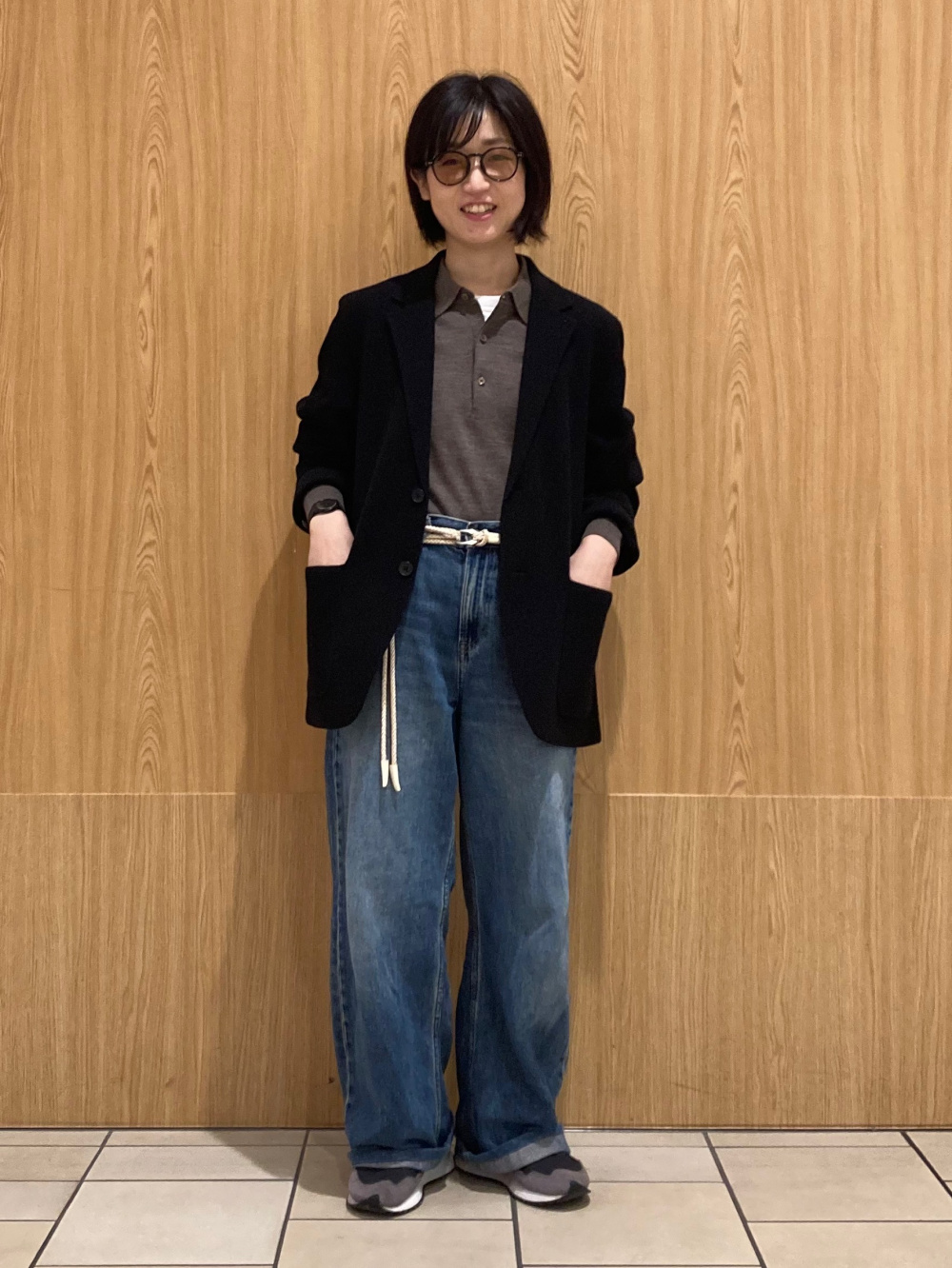 感動ダブルジャケットリラックスフィット、ワイドストレートジーンズ