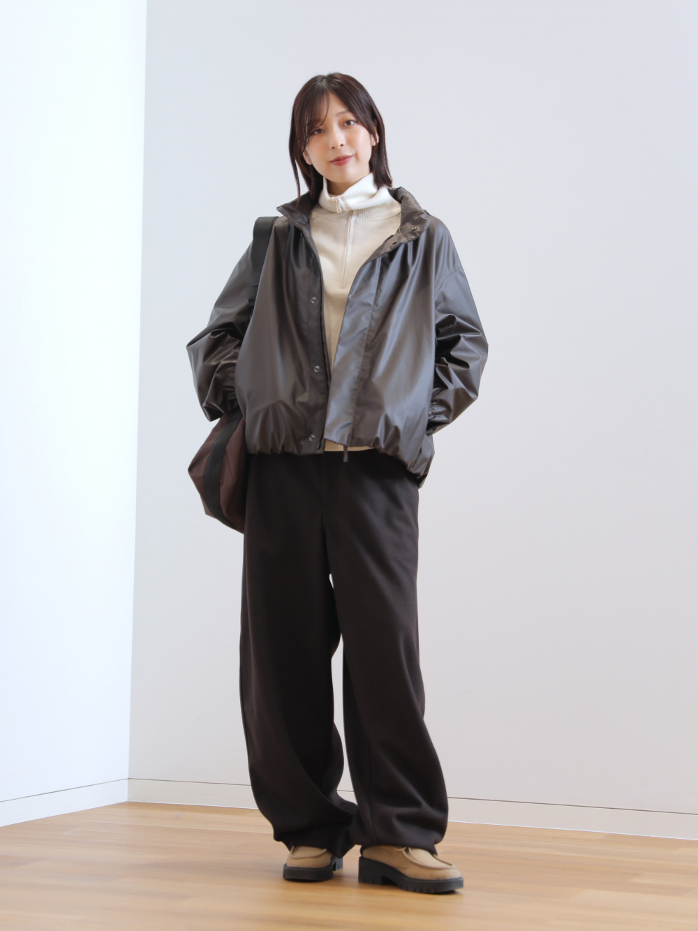 ダブルフェイスハーフジップセーター」の着用コーディネート| ユニクロ公式