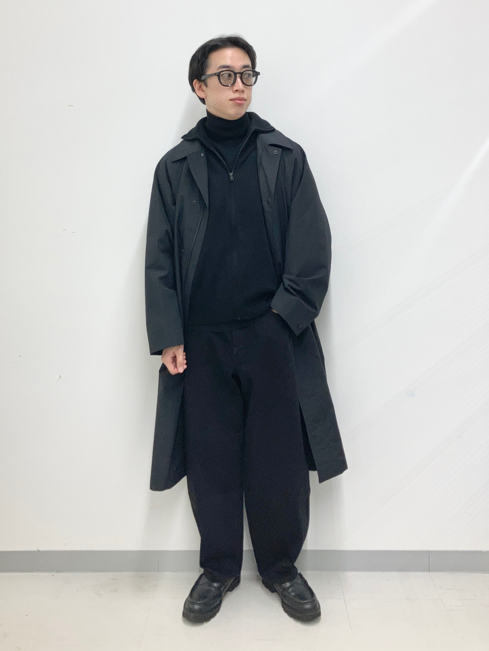 オーバーサイズステンカラーコート、ダブルフェイスフルジップ