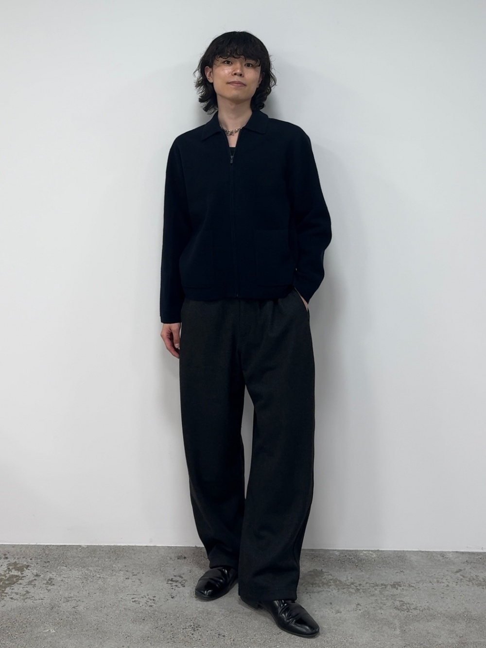UNIQLO C ネイビー ニットフルジップジャケット UNIQLO:C メンズのニットフルジップジャケット可愛すぎた