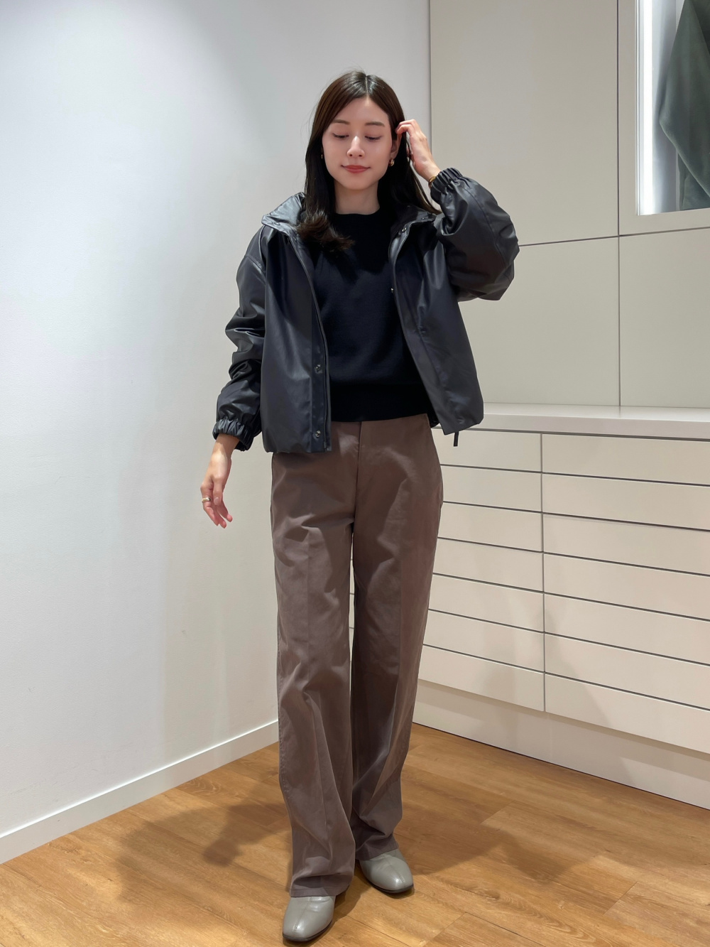 【UNIQLO】コーティングショートブルゾン　XXL コーティングショートブルゾン」の着用コーディネート| ユニクロ公式