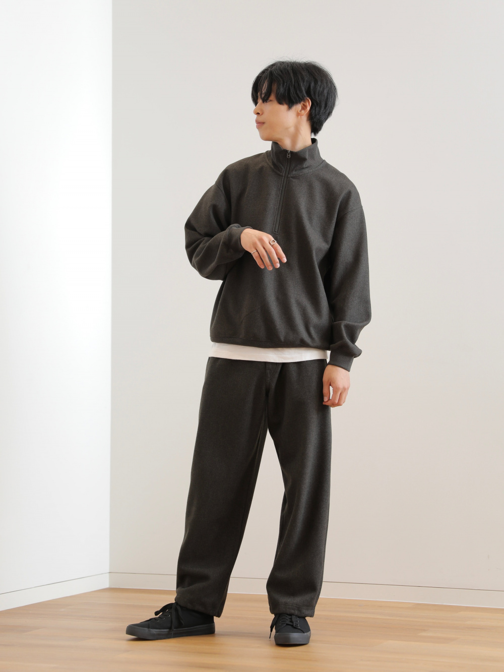 ブラッシュドスウェットワイドパンツ、ブラッシュドスウェットハーフ