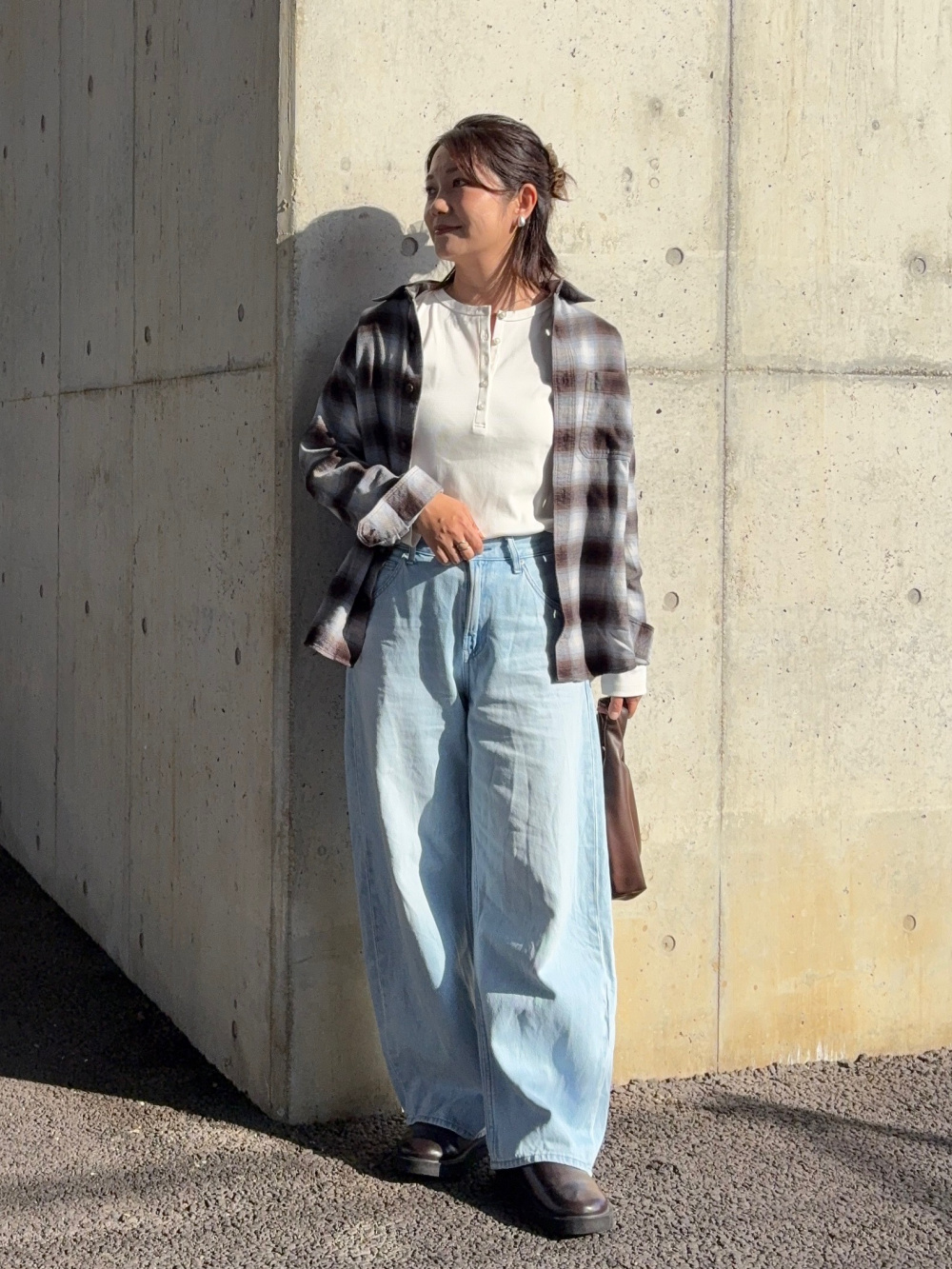 ツイードオーバーサイズジャケット、ツイードタックワイドパンツ