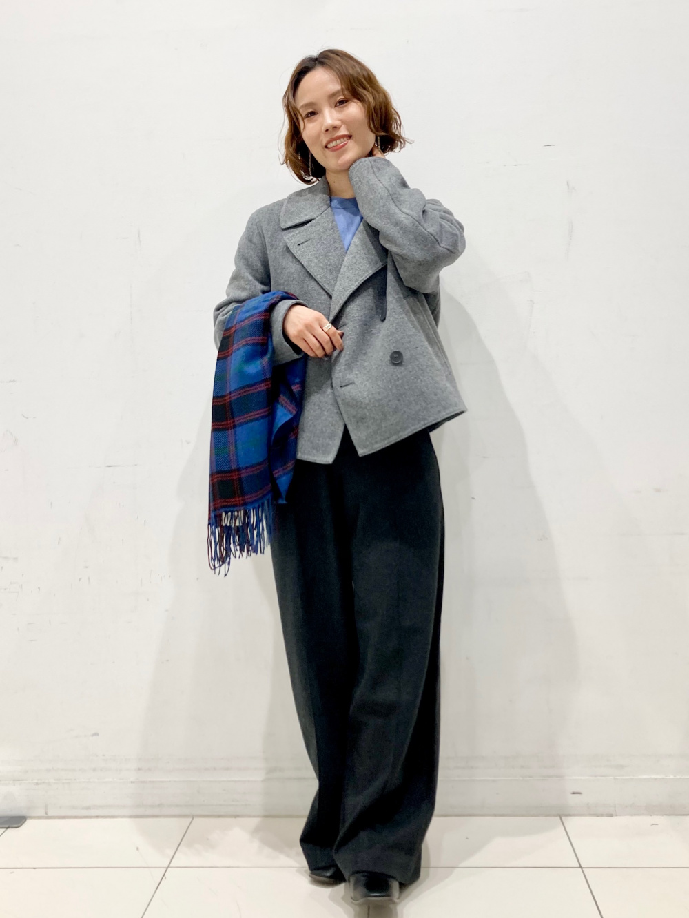美品◎FOXEY カシミヤ ダブルフェイス ショートコート ジャケット 黒 ダブルフェイスショートコートリラックスフィット、カシミヤ