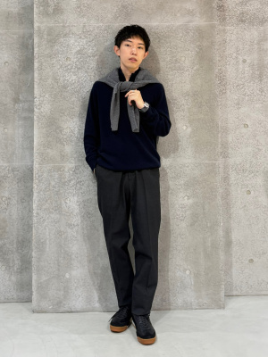 日本製 PARIS ロゴ刺繍入り カシミヤ100％ ハーフジップニット LL 日本製 PARIS ロゴ刺繍入り カシミヤ100％ ハーフジップニット