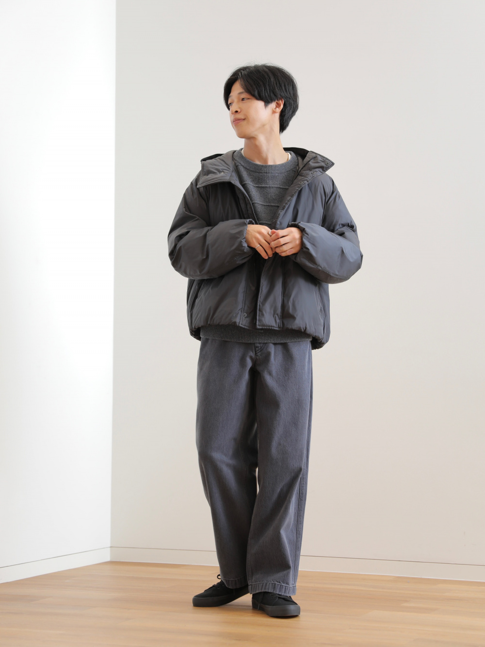 オーバーサイズカラーデニムジャケット、ワイドフィットカラージーンズ